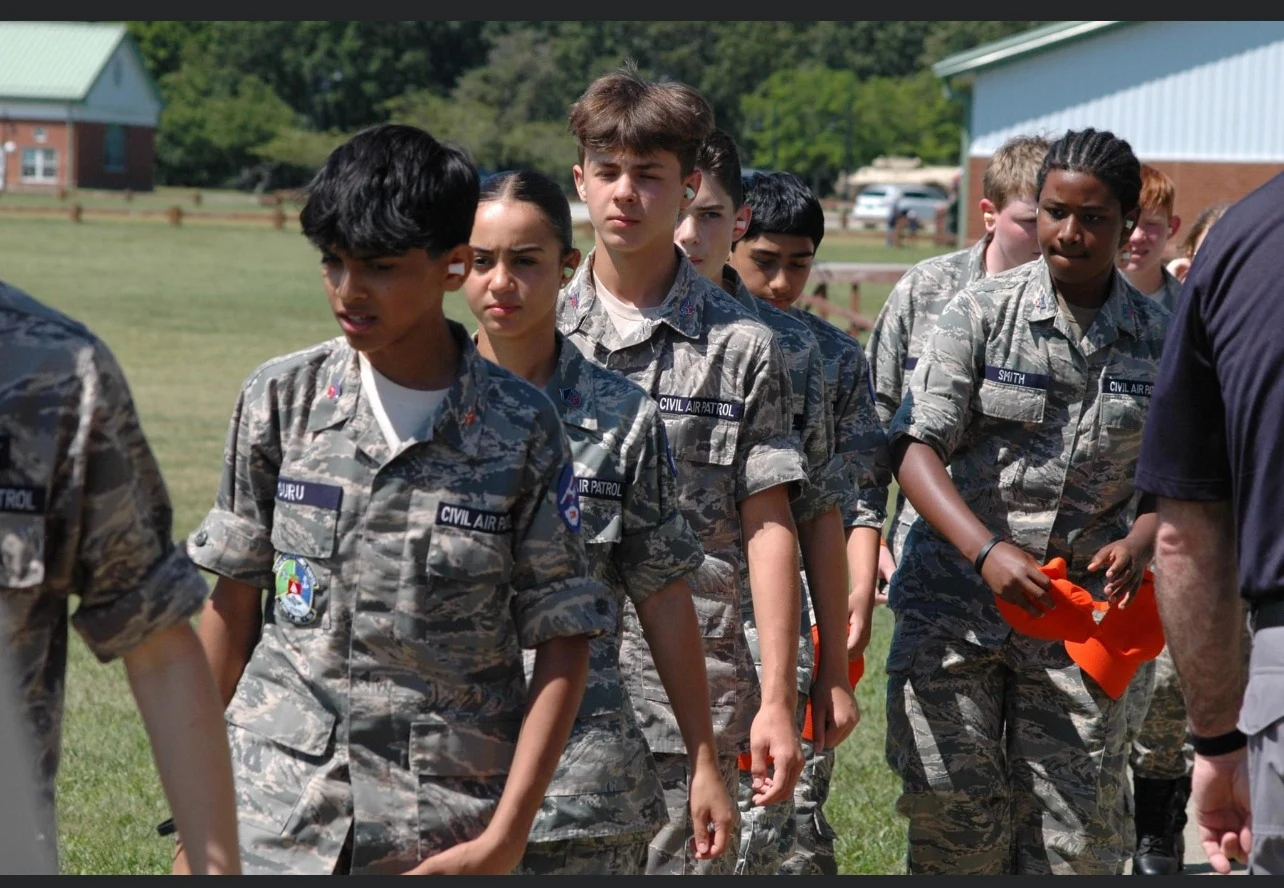 Civil Air Patrol cadets participating in outdoor training
